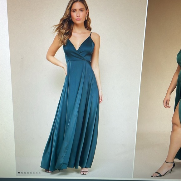 Lulus Ode to Love Emerald Satin Maxi Dress - Picture 7 of 7